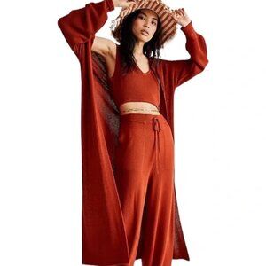 FP Beach Cardigan + Crop Top + Pant Set